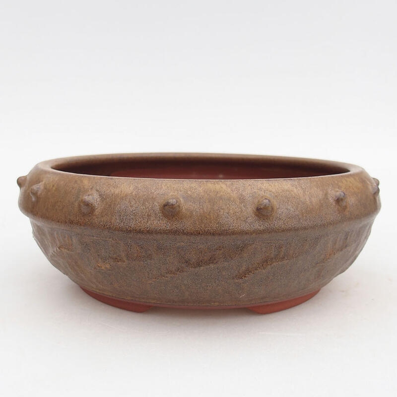 Ceramic bonsai bowl 19 x 19 x 7 cm, brown color