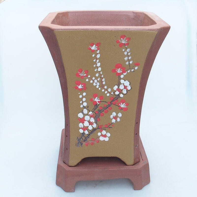 Ceramic bonsai bowl 23 x 23 x 30 cm, color brown