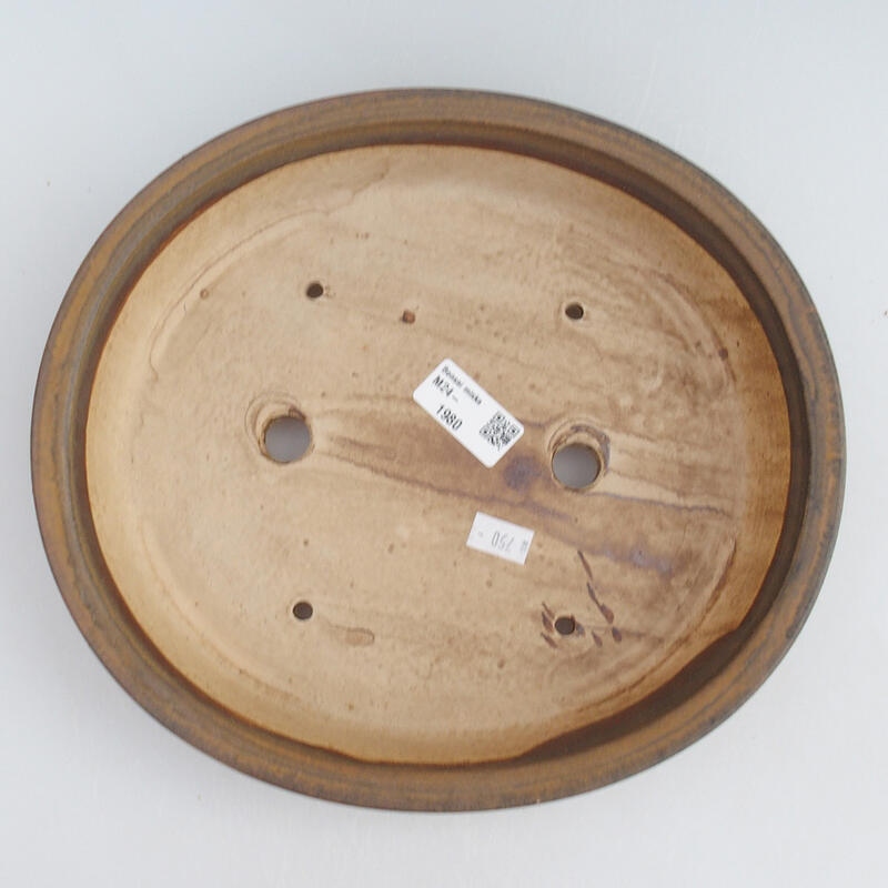 Ceramic bonsai bowl 26 x 23.5 x 5.5 cm, color brown