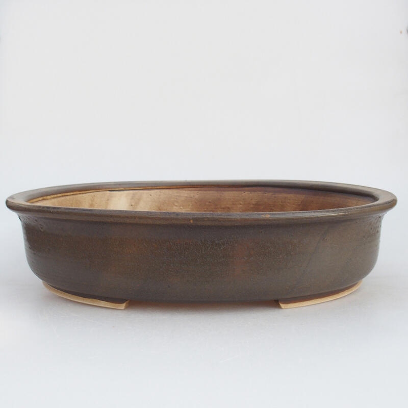 Ceramic bonsai bowl 32 x 28 x 7.5 cm, color brown