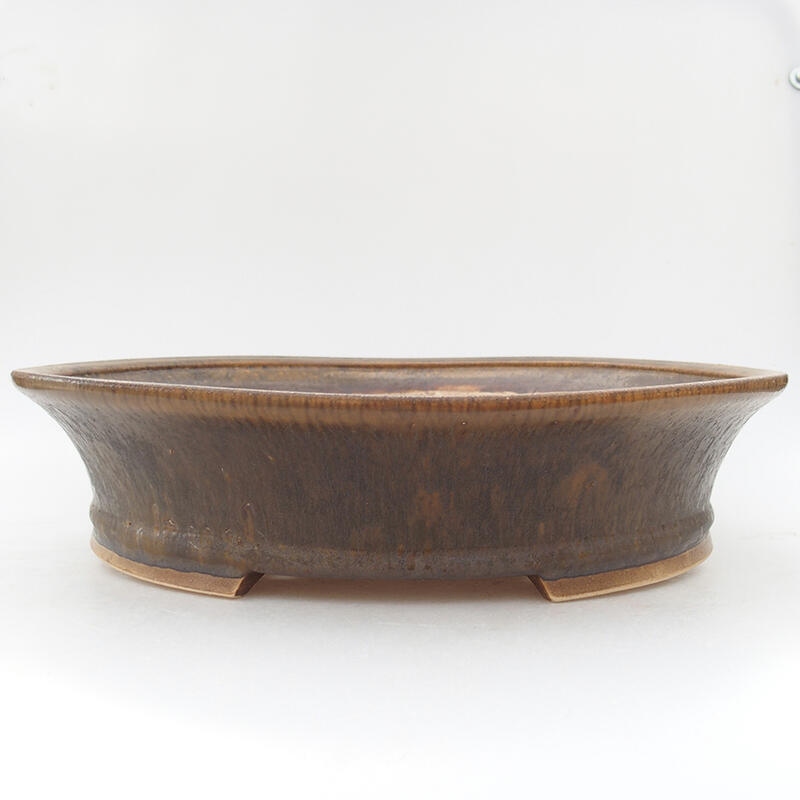 Ceramic bonsai bowl 32 x 29 x 7.5 cm, brown color