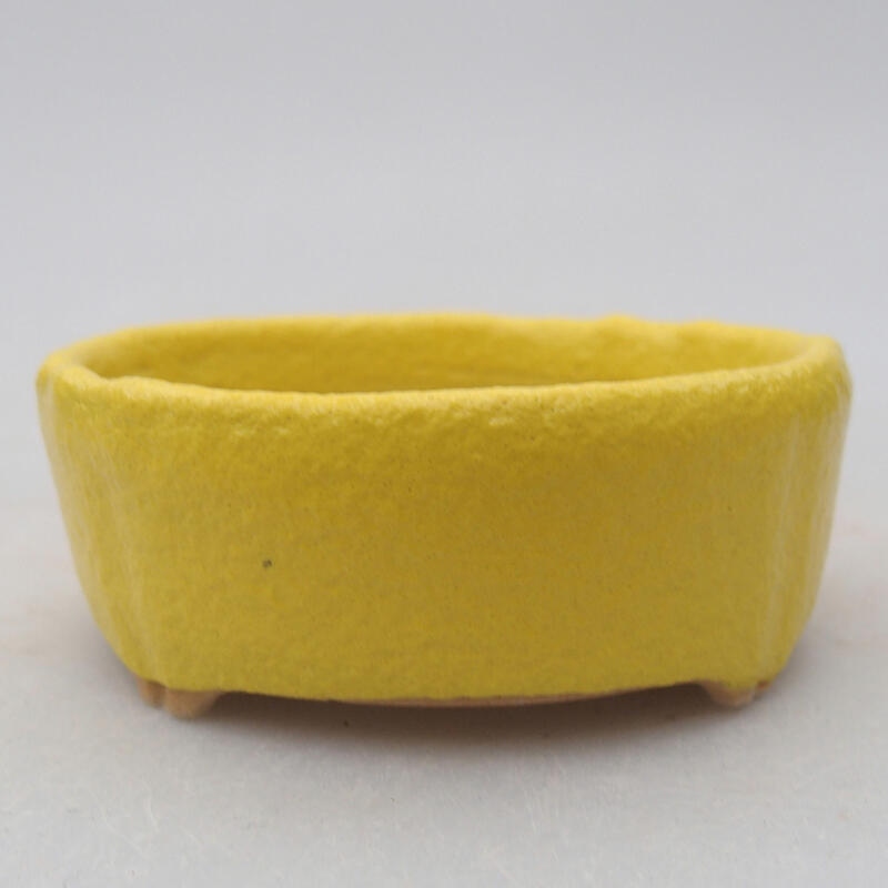 Ceramic bonsai bowl 7 x 7 x 2.5 cm, yellow