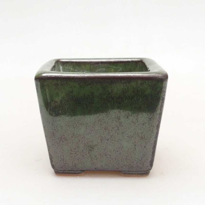 Ceramic bonsai bowl 7 x 7 x 7 cm, color metallic green