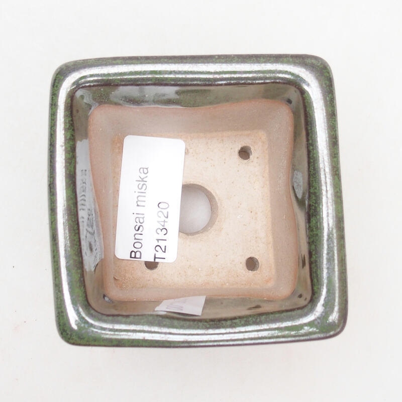 Ceramic bonsai bowl 7 x 7 x 7 cm, color metallic green