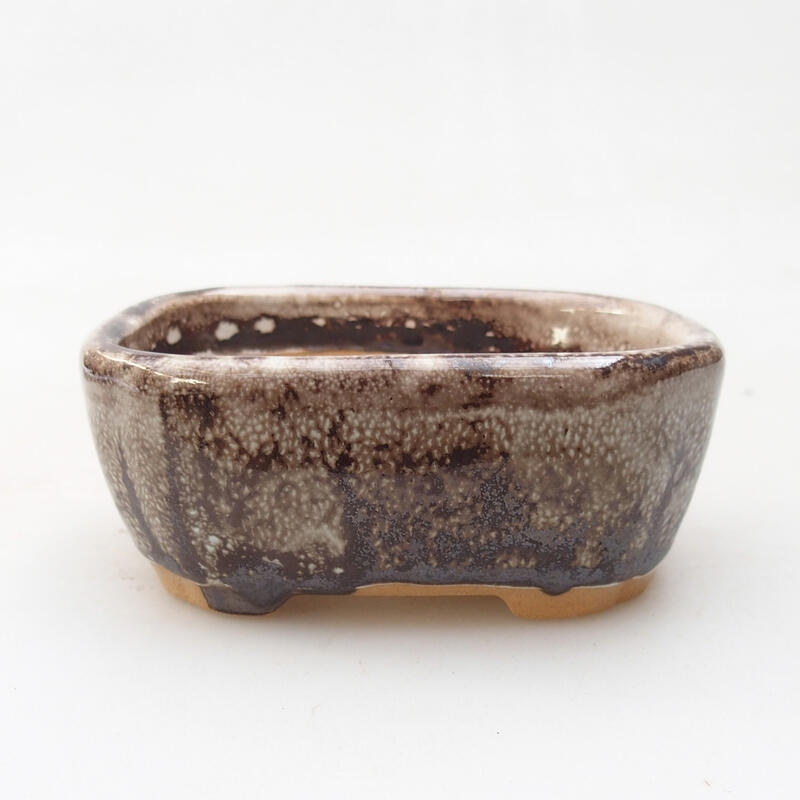 Ceramic bonsai bowl 8.5 x 7 x 3.5 cm, color white-brown