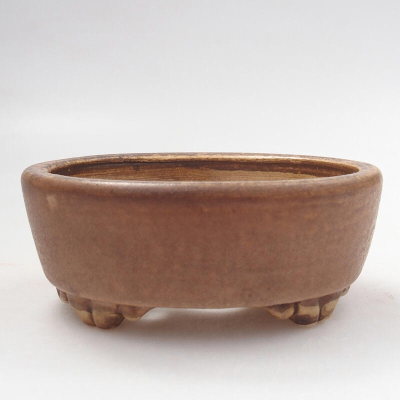 Ceramic bonsai bowl 9.5 x 8 x 4 cm, color brown