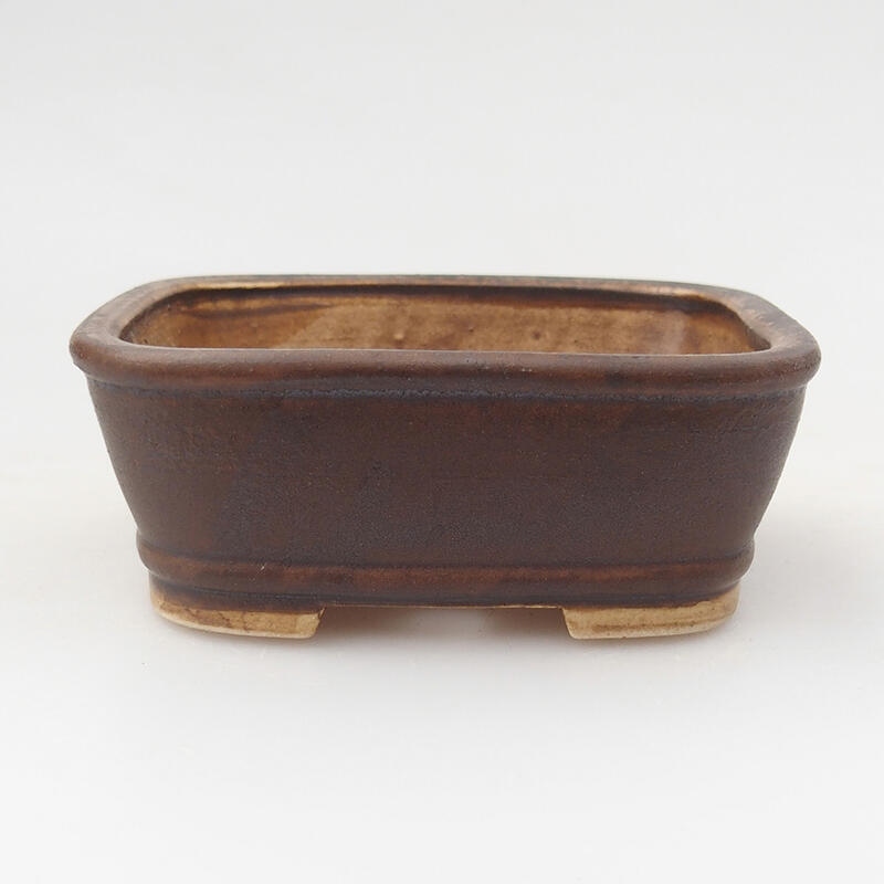 Ceramic bonsai bowl 9 x 8 x 3.5 cm, color brown