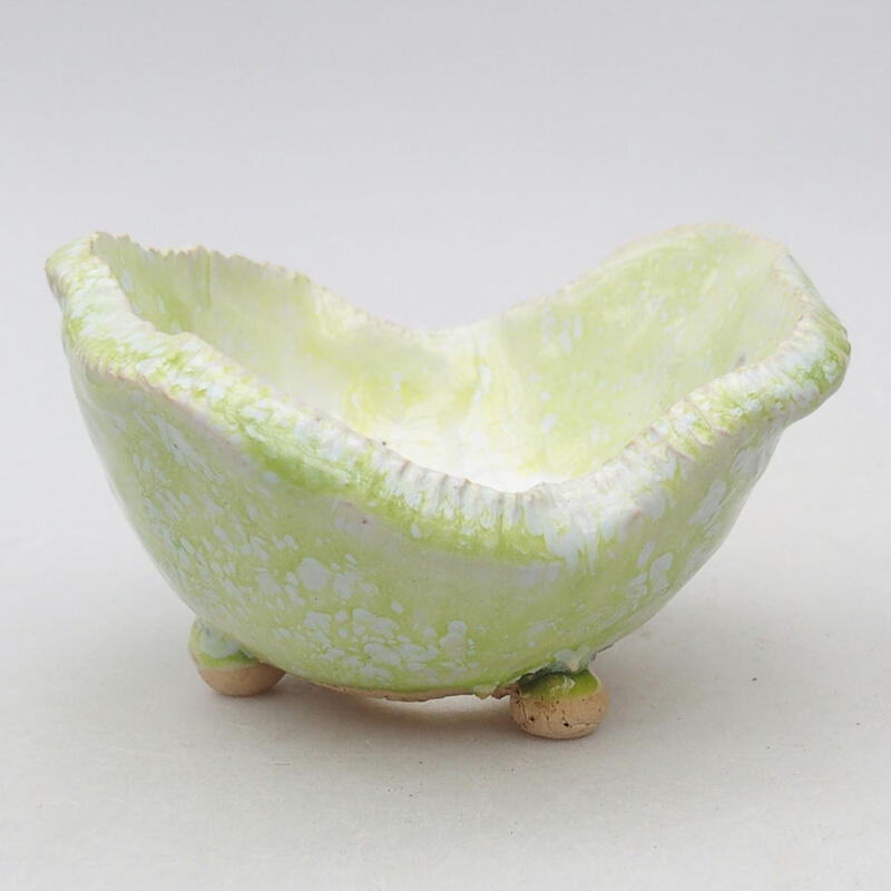 Ceramic shell 10 x 10 x 6 cm, white-green color