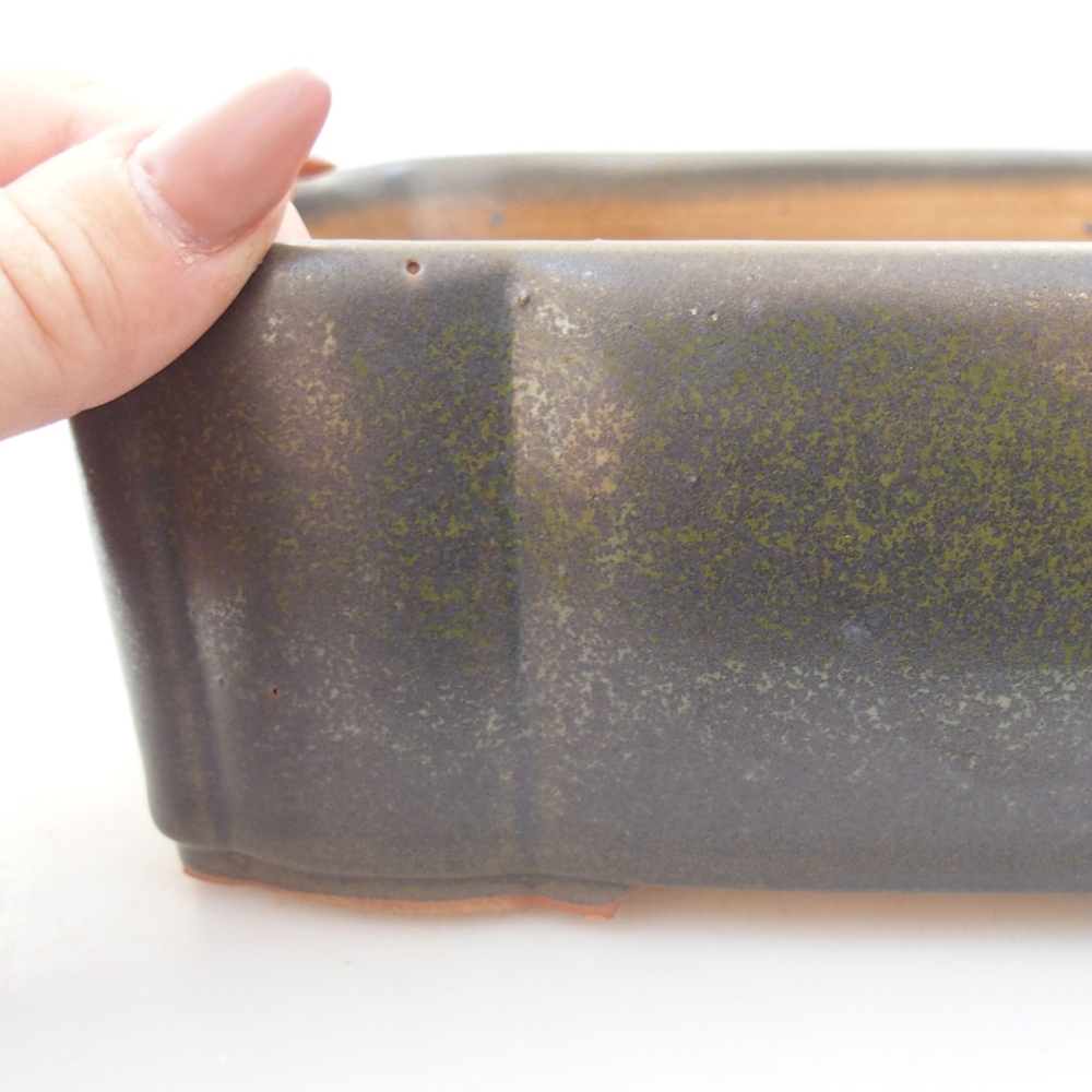 Ceramic bonsai bowl 20,5 x 17 x 7 cm, green