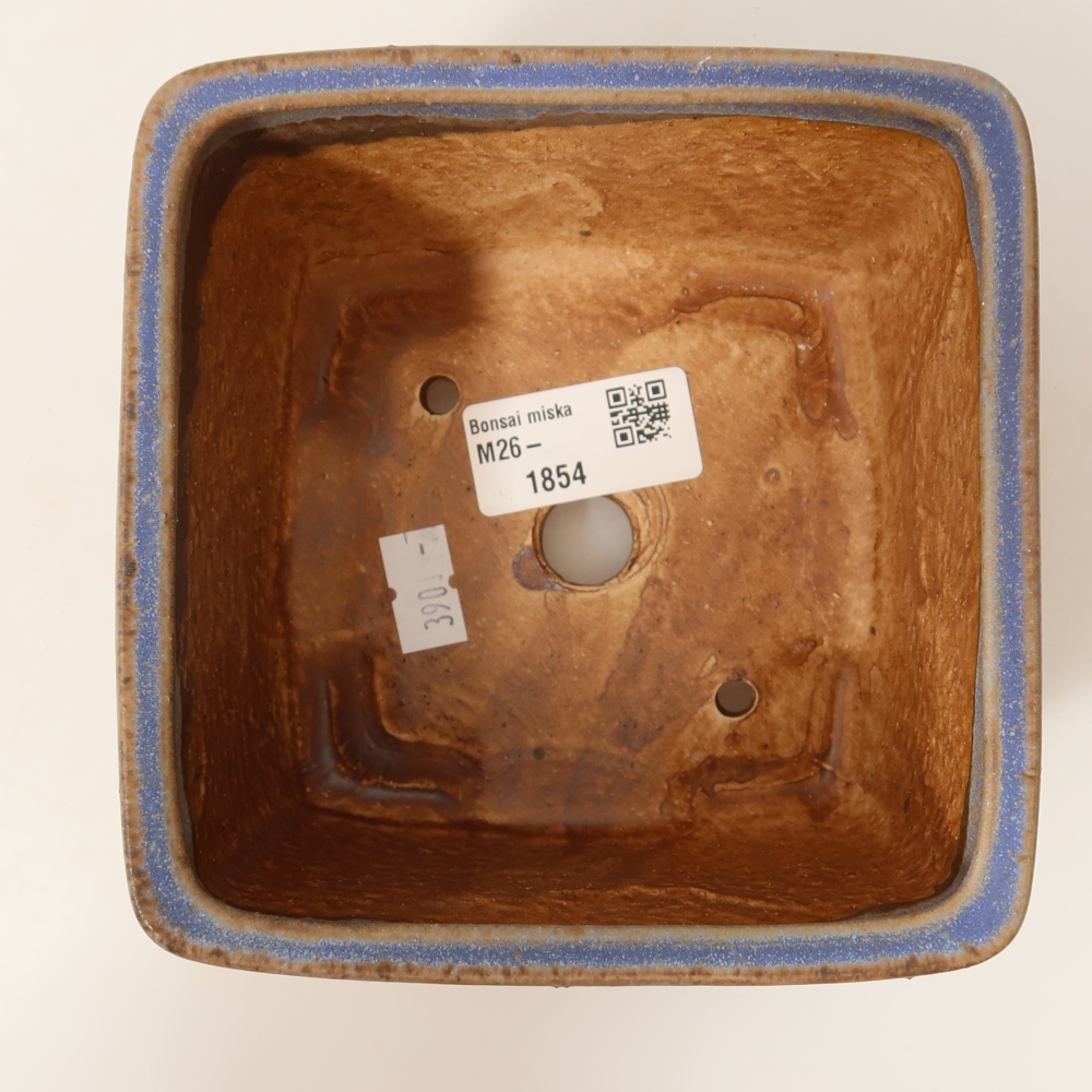 Ceramic bonsai pot, 13 x 13 x 8 cm, blue