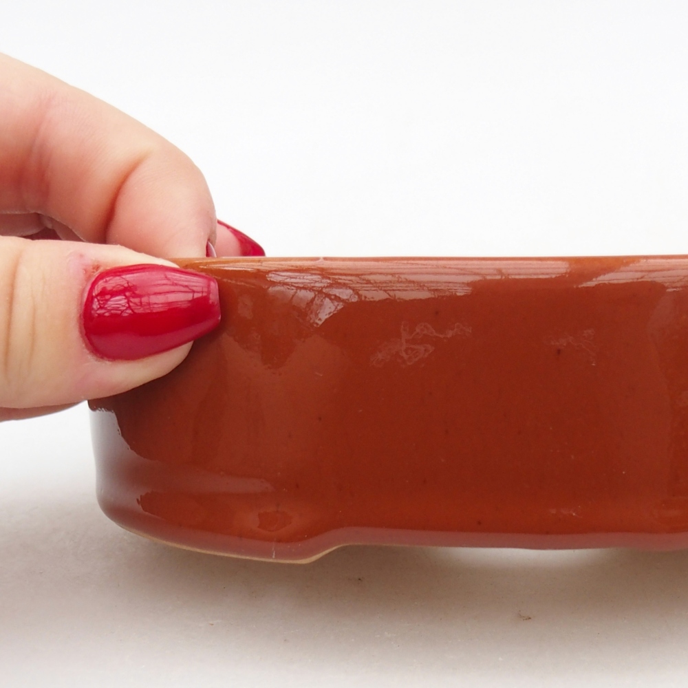 Ceramic bonsai bowl 12,5 x 10 x 3,5 cm, brown