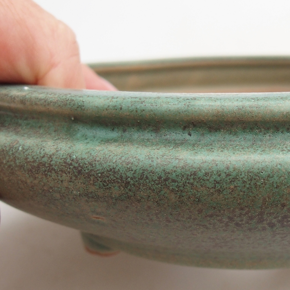 Ceramic bonsai bowl 15 x 15 x 4,5 cm, green