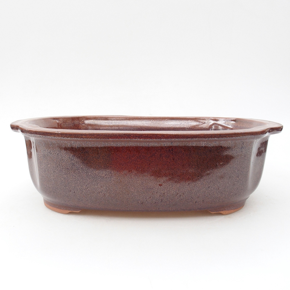 Ceramic bonsai bowl 24,5 x 21 x 7,5 cm, color brown