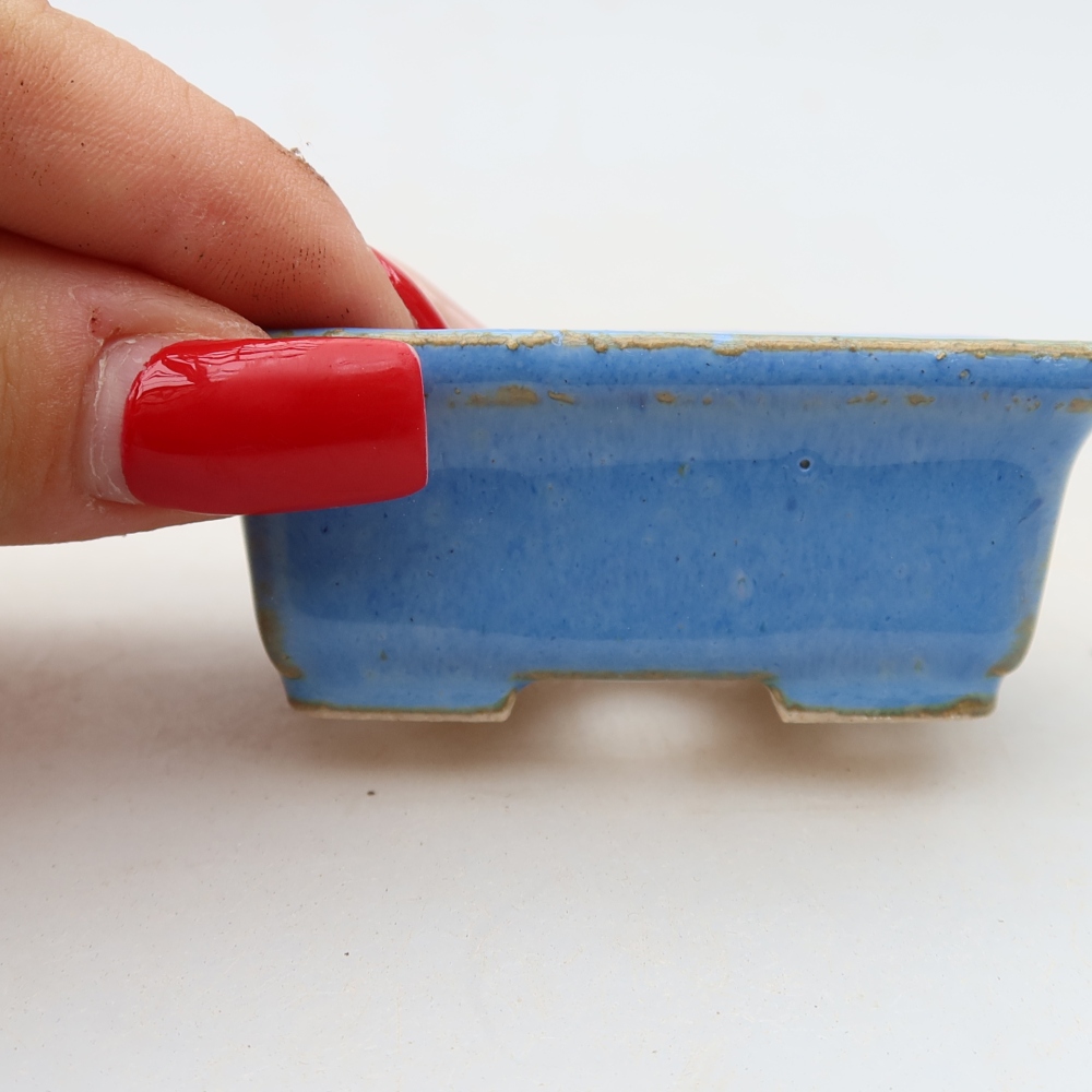 Ceramic bonsai pot, 6.5 x 4 x 2.5 cm, blue