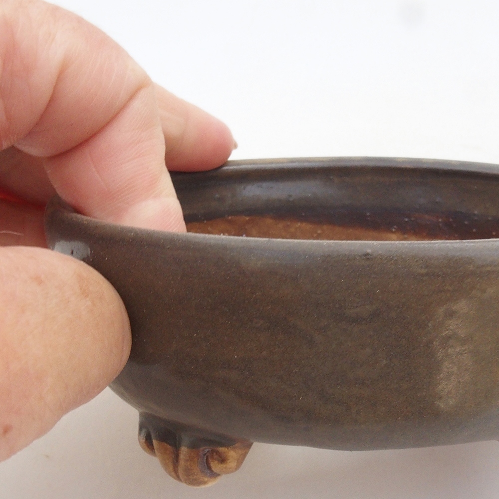 Ceramic bonsai bowl 10,5 x 10,5 x 4,5 cm, color brown