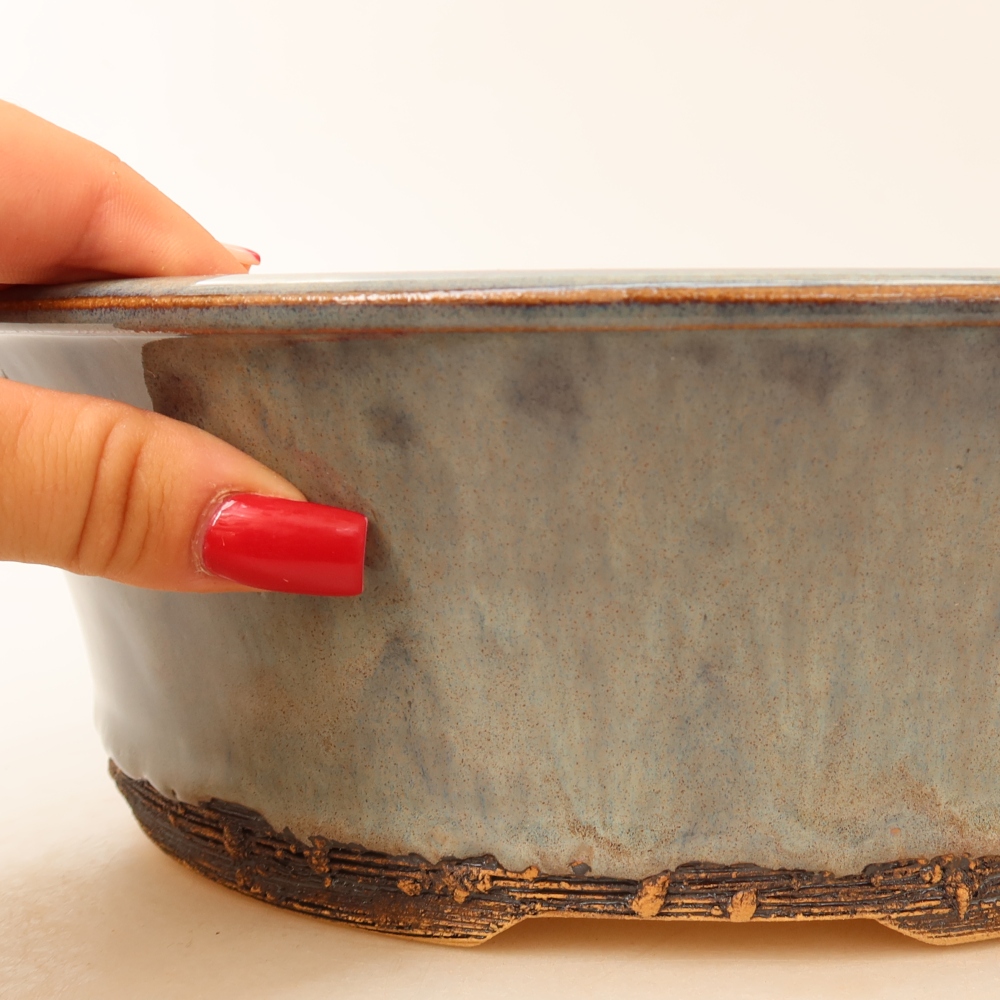 Ceramic bonsai pot, 27.5 x 27.5 x 8.5 cm, gray
