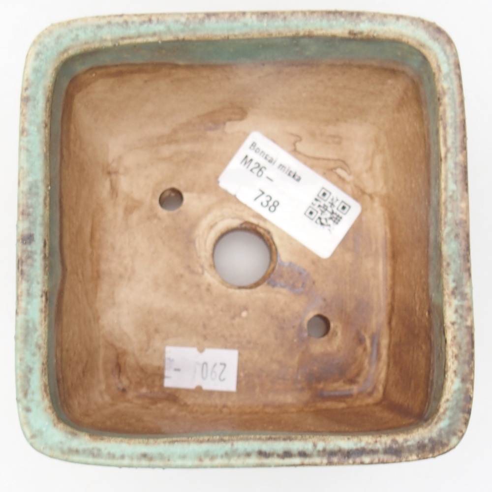 Ceramic bonsai bowl 11 x 11 x 7 cm, green
