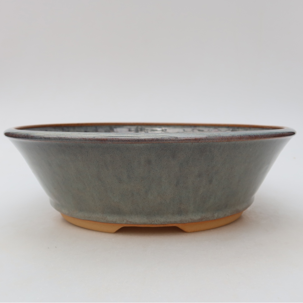 Ceramic bonsai pot, 24.5 x 24.5 x 7.5 cm, gray