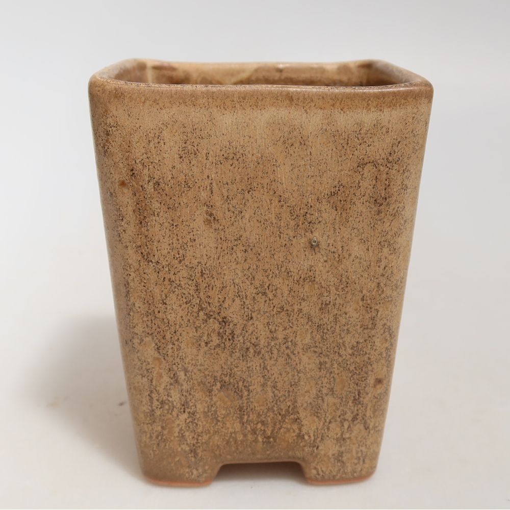 Ceramic bonsai pot, 7.5 x 7.5 x 10.5 cm, beige