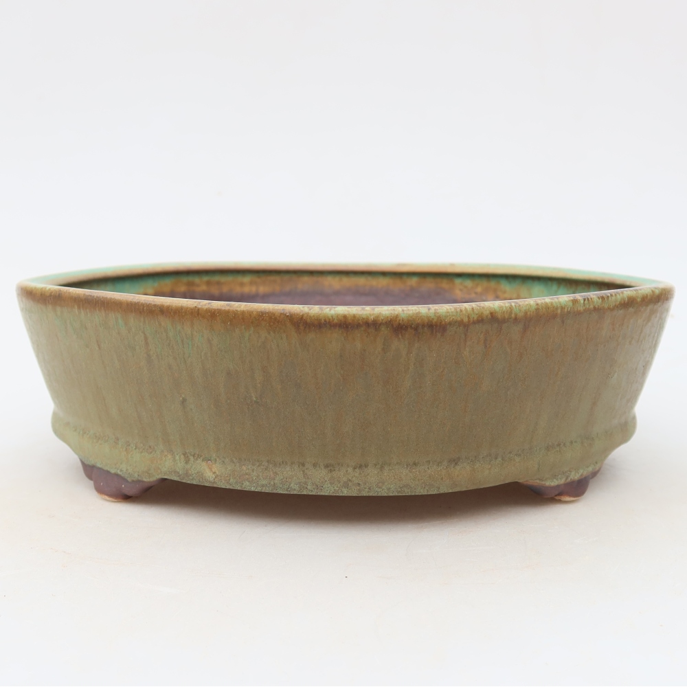 Ceramic bonsai bowl 21,5 x 21,5 x 6 cm, green