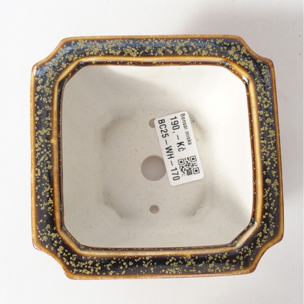 Ceramic bonsai bowl 11 x 11 x 7 cm, yellow