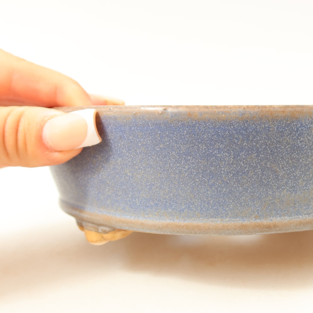 Ceramic bonsai pot, 15.5 x 15.5 x 5 cm, blue