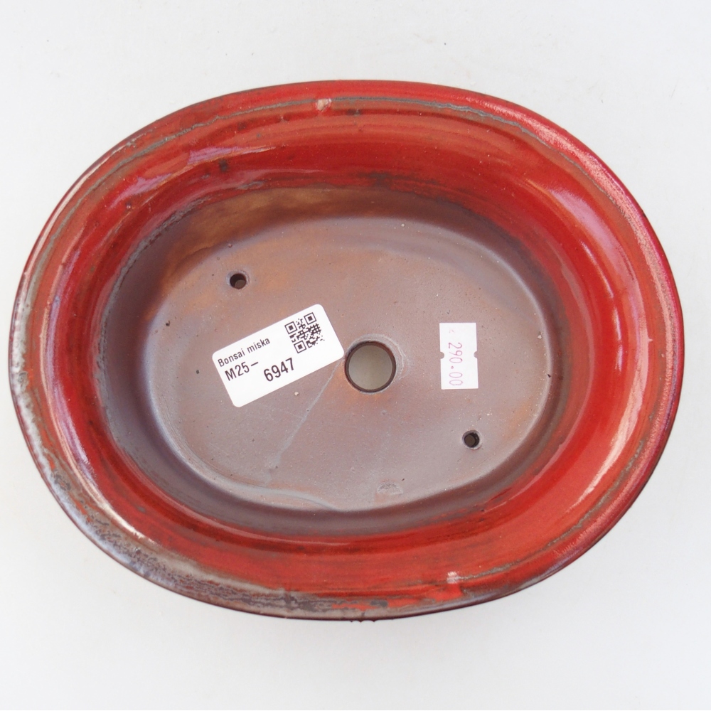 Ceramic bonsai bowl 19,5 x 15,5 x 6,5 cm, colour red