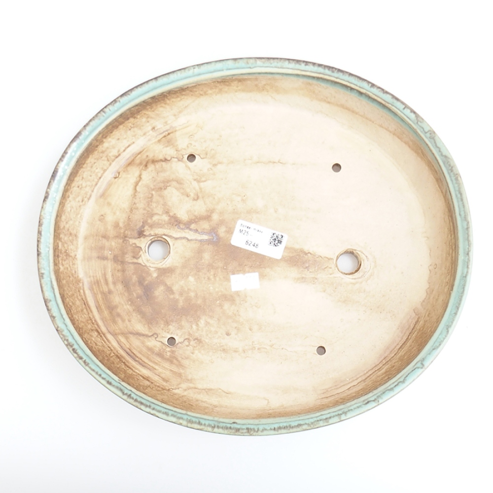 Ceramic bonsai bowl 31 x 26,5 x 6 cm, green