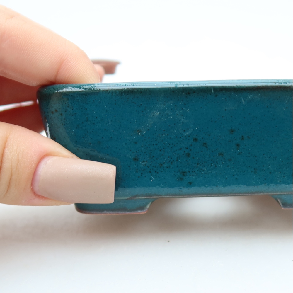 Ceramic bonsai pot, 10 x 8 x 3.5 cm, green