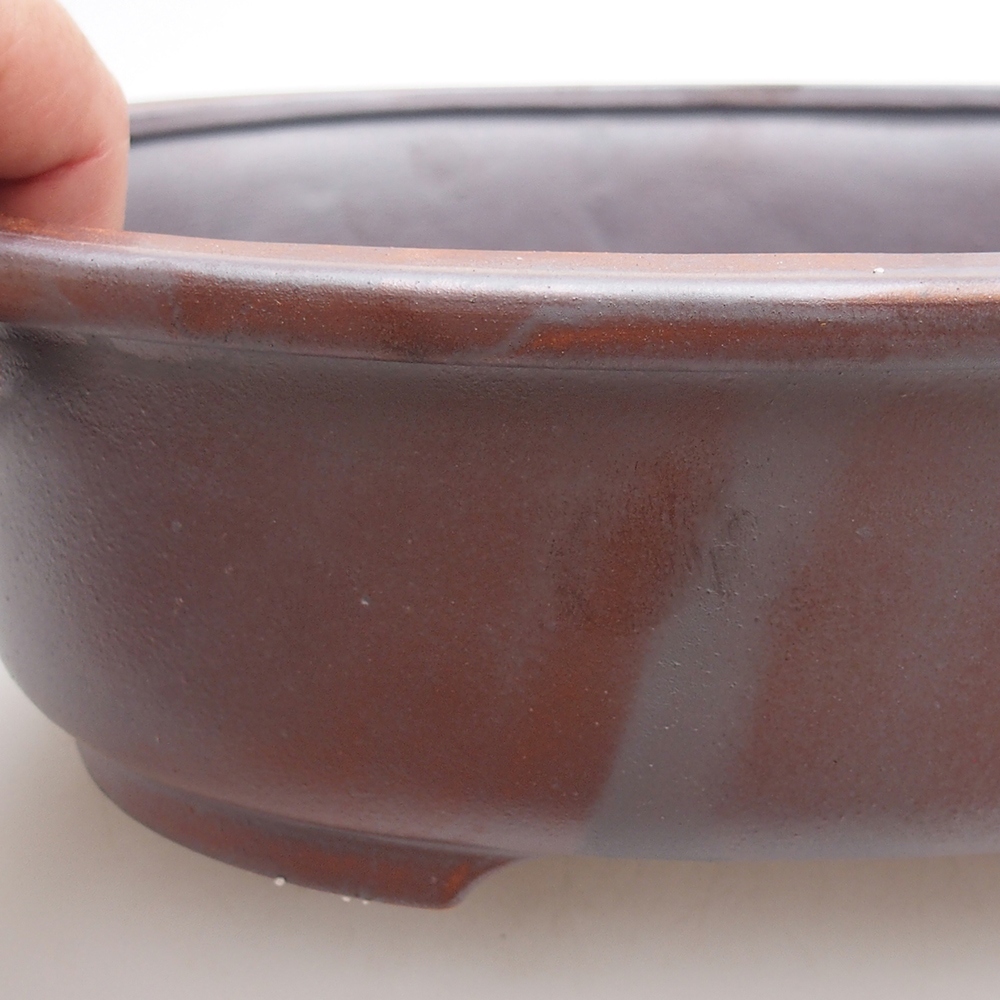 Ceramic bonsai bowl 25 x 20,5 x 8 cm, metal colour