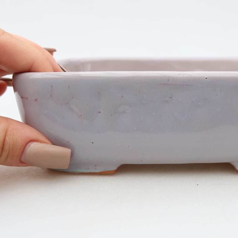 Ceramic bonsai pot, 15 x 12.5 x 4.5 cm, purple