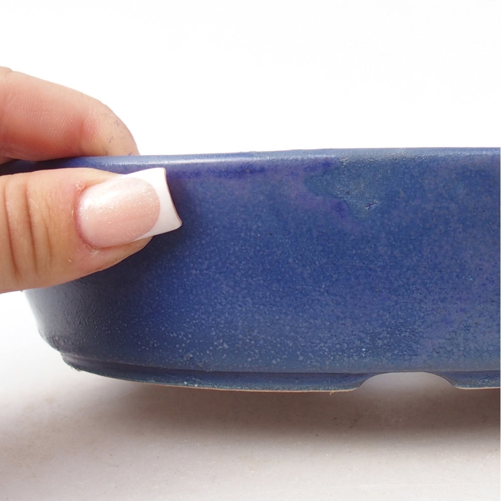 Ceramic bonsai bowl 18,5 x 13,5 x 4,5 cm, colour blue