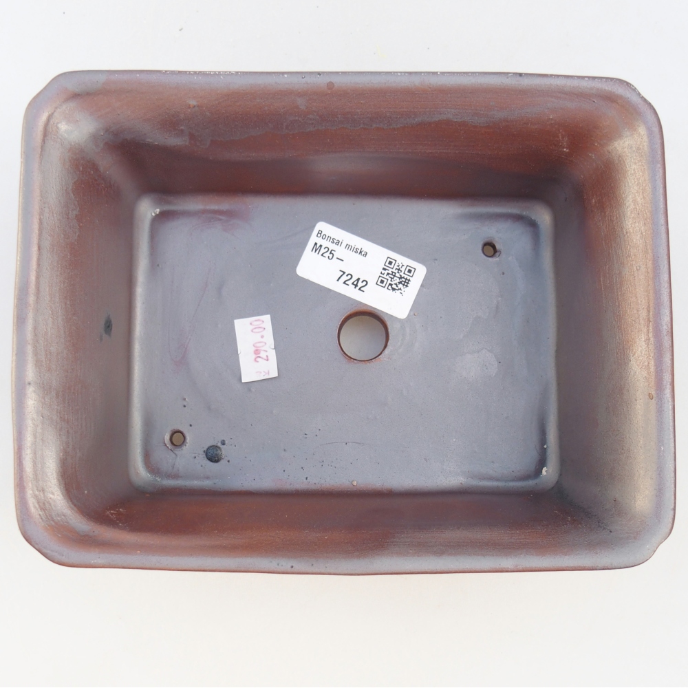 Ceramic bonsai bowl 18 x 14 x 7 cm, metal colour