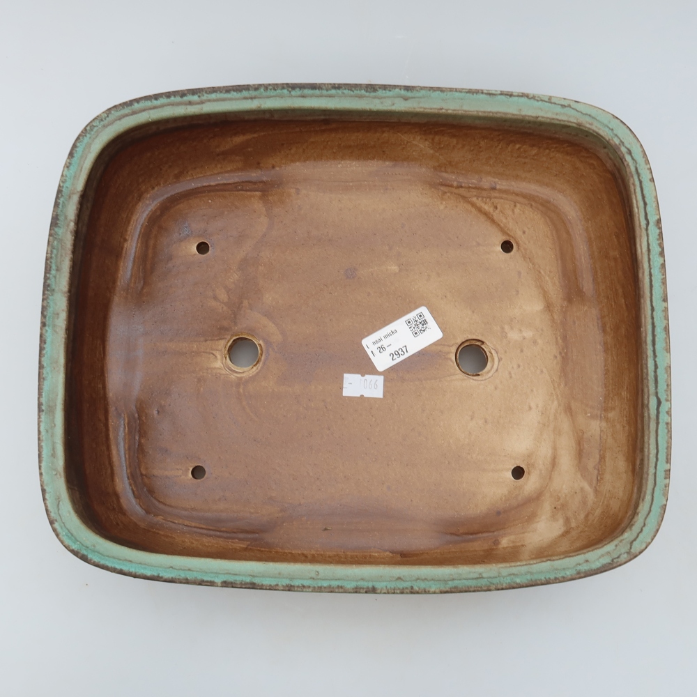 Ceramic bonsai pot, 30 x 24.5 x 7.5 cm, green