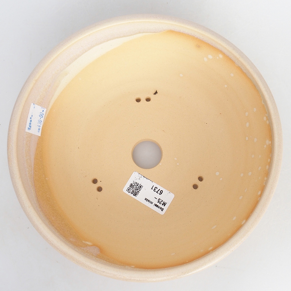 Ceramic bonsai bowl 20,5 x 20,5 x 6 cm, colour beige