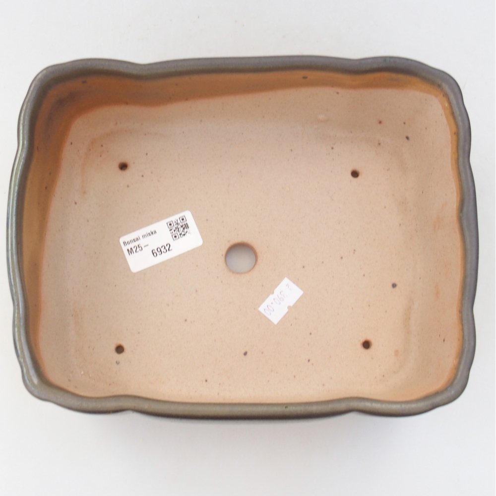 Ceramic bonsai bowl 20,5 x 17 x 7 cm, green