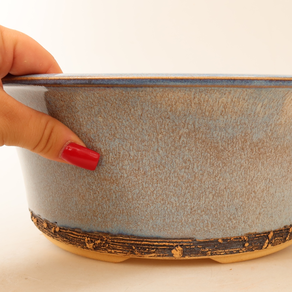 Ceramic bonsai pot, 28.5 x 28.5 x 10.5 cm, blue