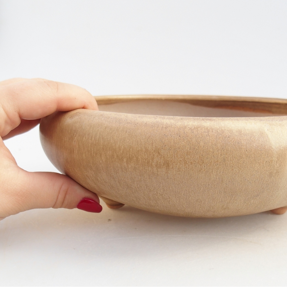 Ceramic bonsai bowl 21 x 21 x 7,5 cm, colour beige
