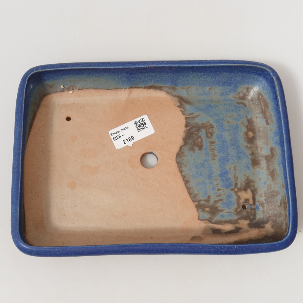 Ceramic bonsai pot, 24 x 17.5 x 4 cm, blue