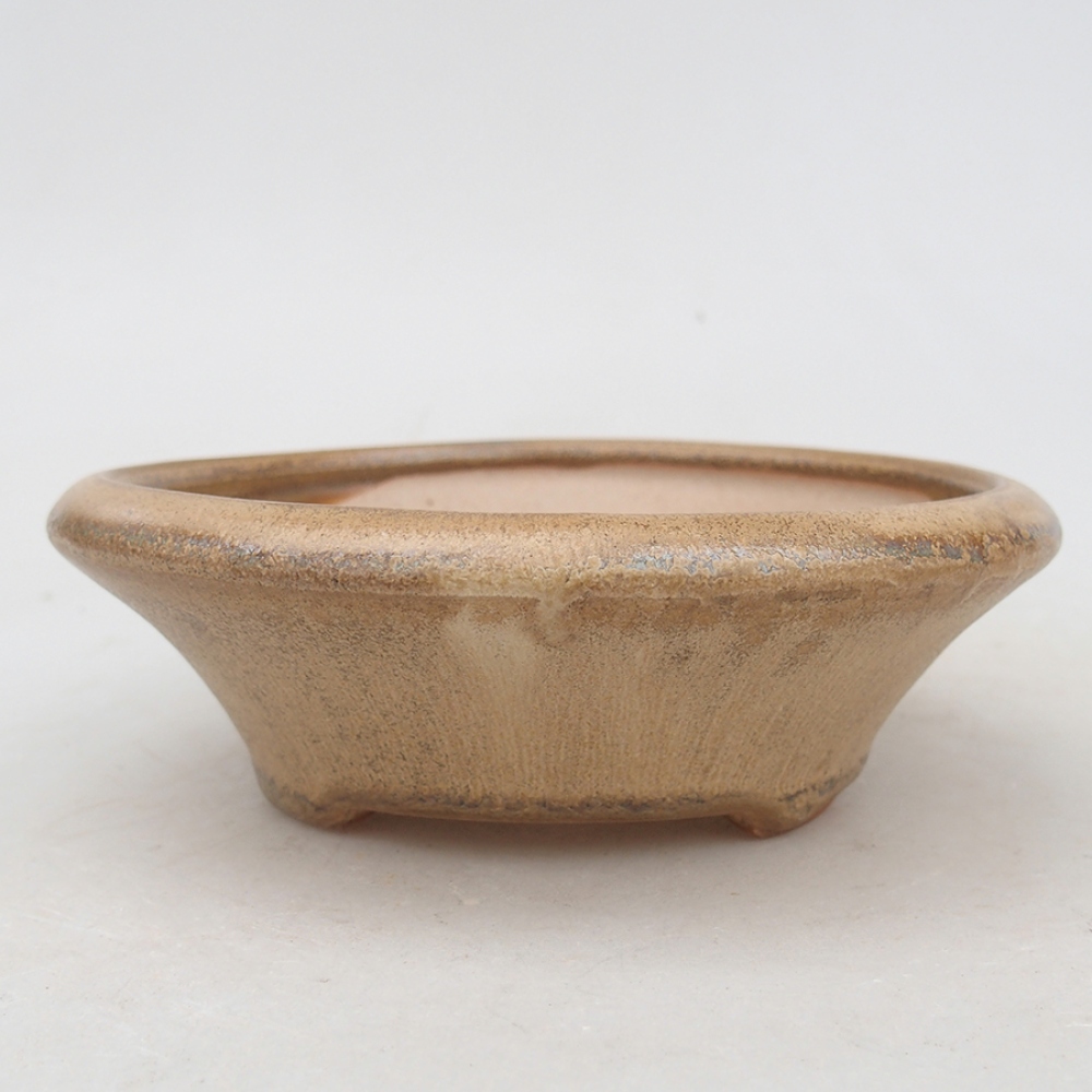 Ceramic bonsai bowl 13,5 x 13,5 x 4,5 cm, beige blue