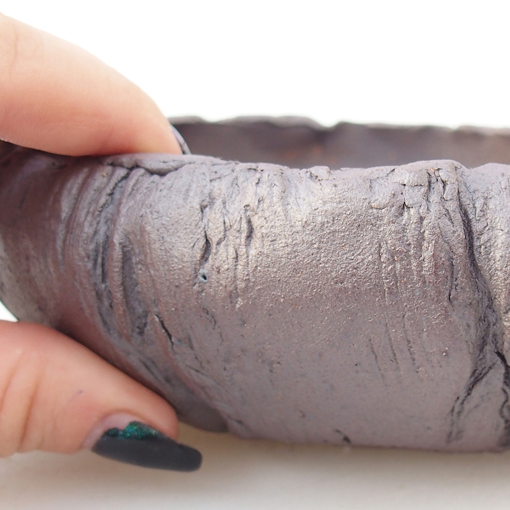 Ceramic bonsai bowl 17 x 17 x 5 cm, metal colour