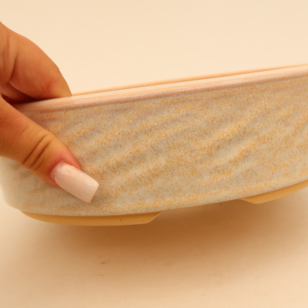 Ceramic bonsai pot, 23 x 23 x 6.5 cm, beige