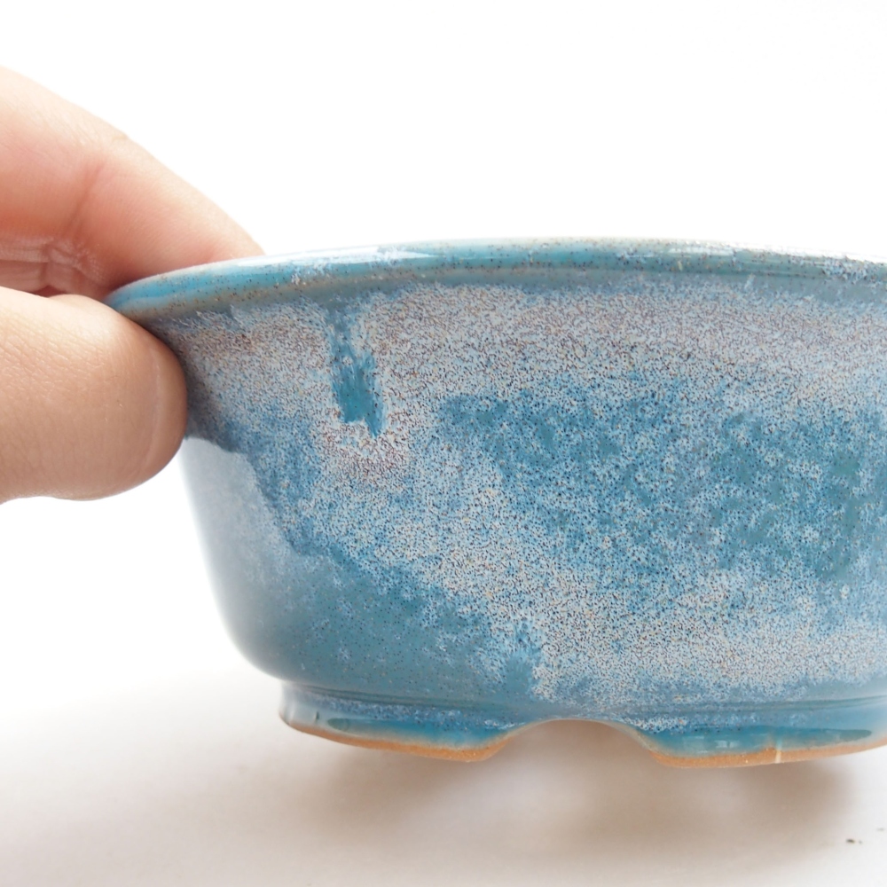 Ceramic bonsai bowl 12,5 x 12,5 x 5 cm, color blue
