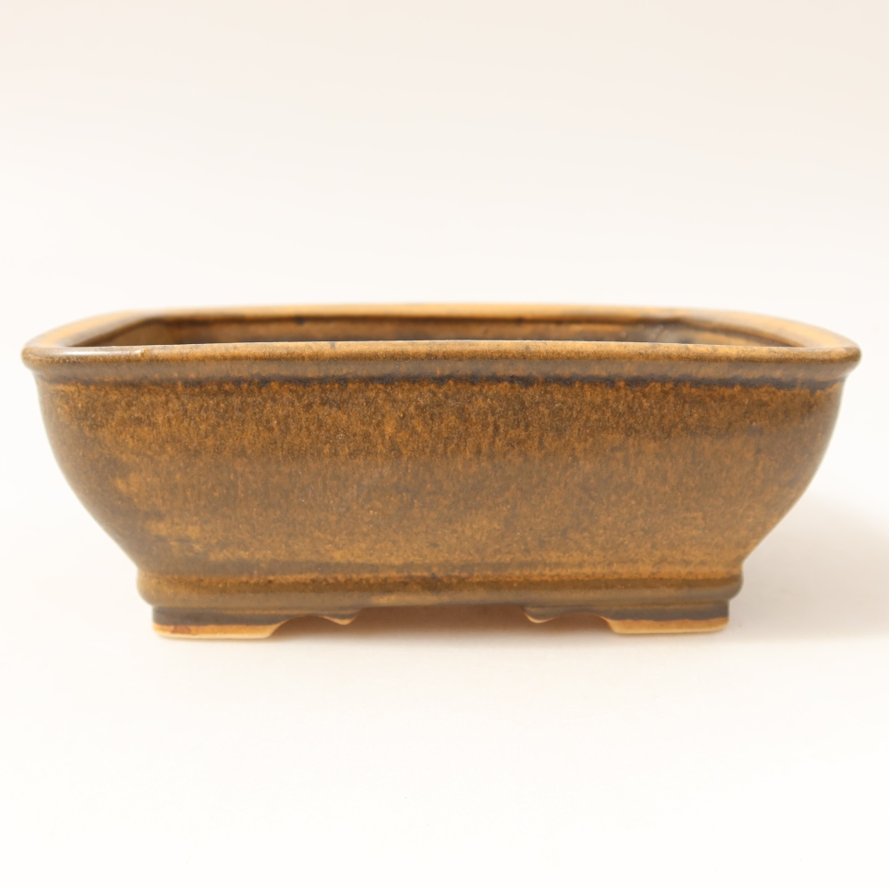 Ceramic bonsai pot, 15 x 12 x 5.5 cm, brown