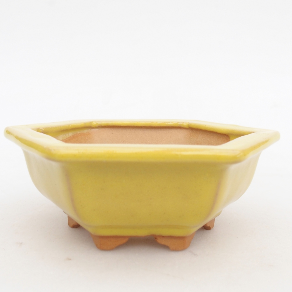 Ceramic bonsai bowl 12 x 10,5 x 4,5 cm, yellow