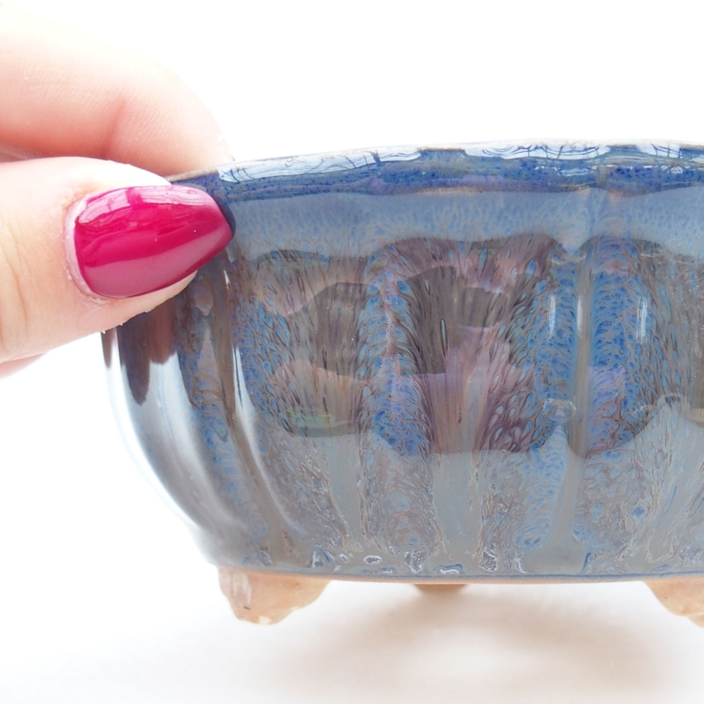 Ceramic bonsai bowl  11,5 x 11,5 x 5 cm, color blue