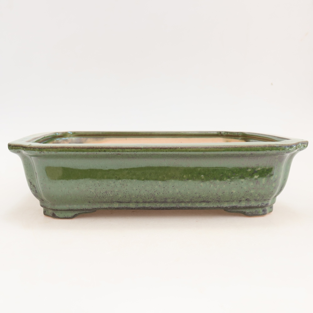 Ceramic bonsai pot, 27.5 x 21.5 x 7 cm, green