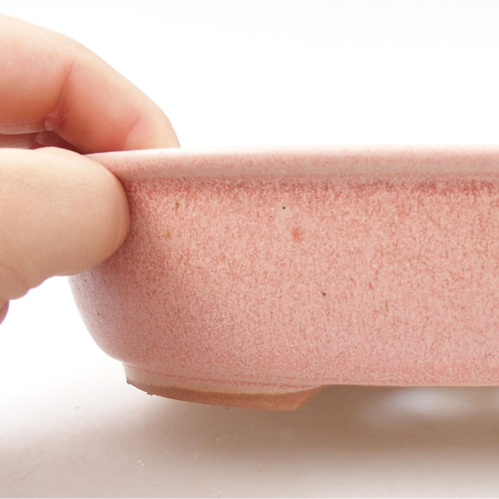 Ceramic bonsai bowl 19 x 14,5 x 4,5 cm, color pink