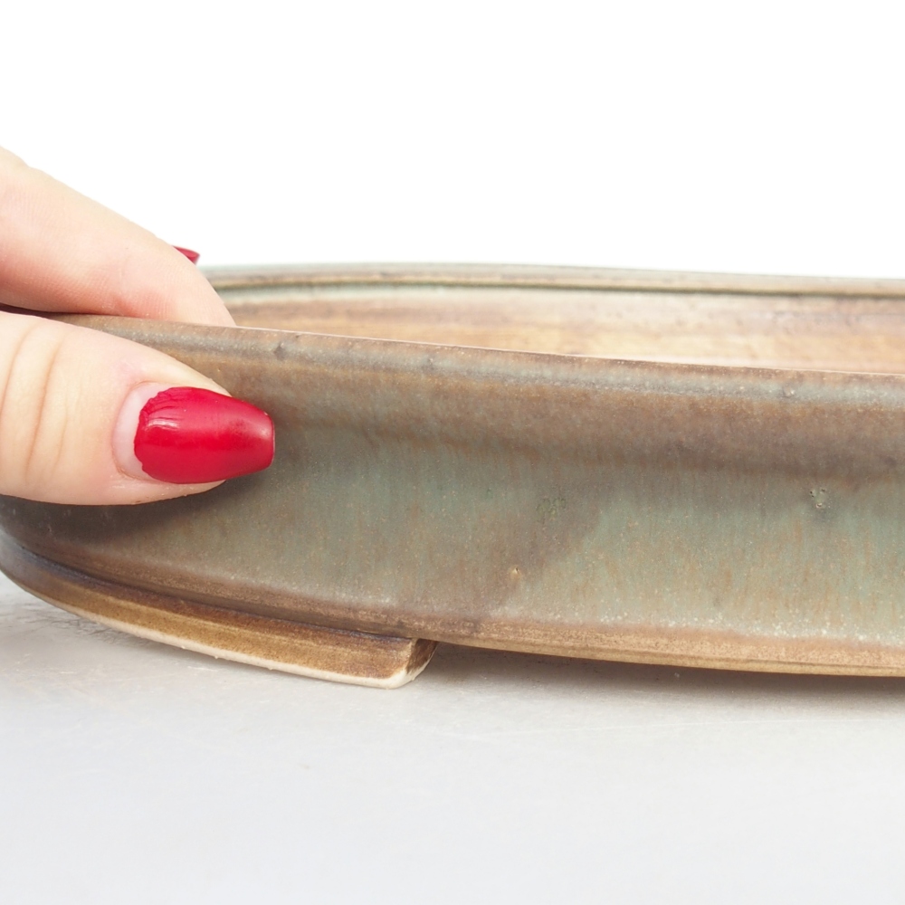 Ceramic bonsai bowl 31 x 27 x 4,5 cm, green