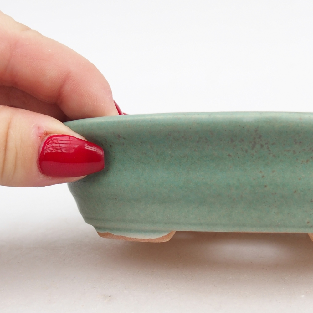 Ceramic bonsai bowl 12 x 9,5 x 3,5 cm, green